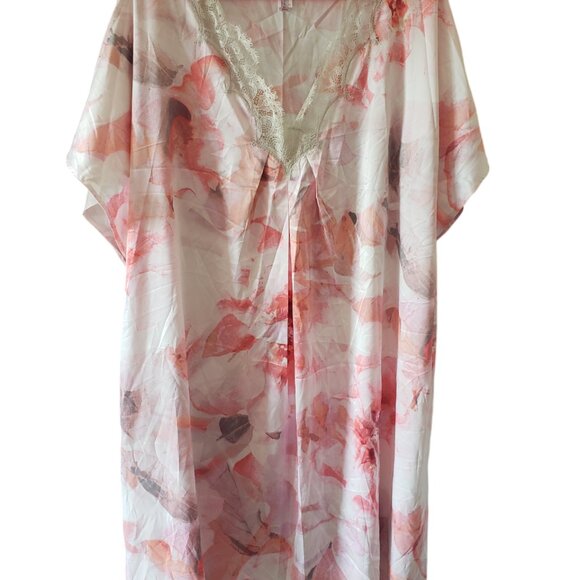 Jennifer Lopez Intimates Caftan Lounge Nightgown Boho Silky Eyelash Lace Sz XL - Picture 2 of 4